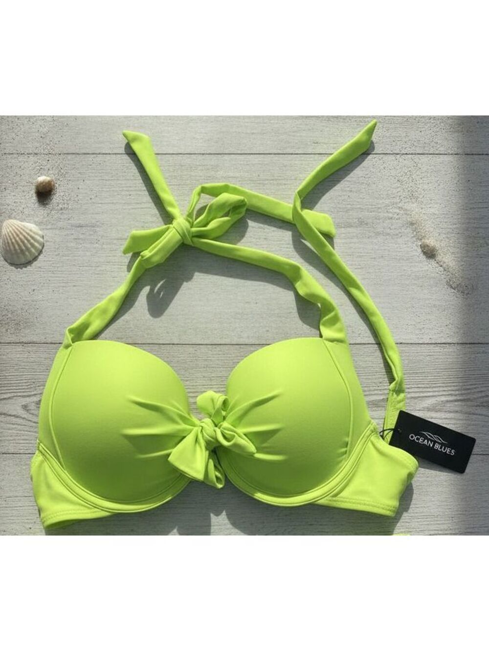 Ocean Blues Neon Green Bikini Top Size XL